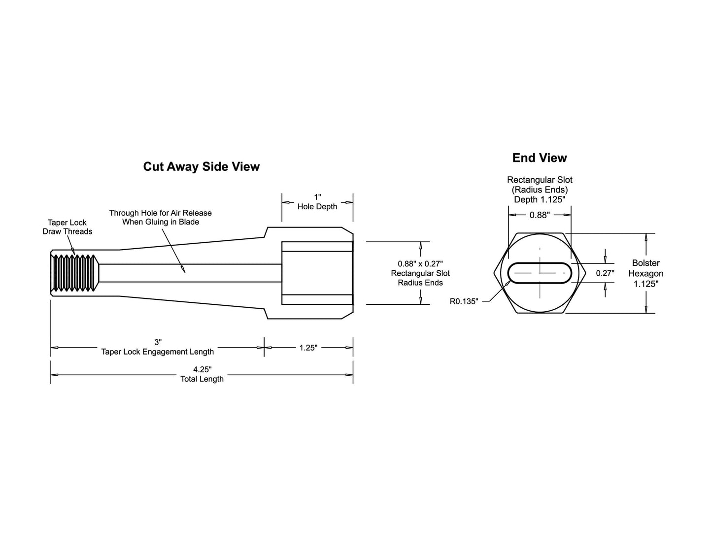 Taper Lock Bolster 0.880" x 0.270" Slot with Radius Ends — view 8