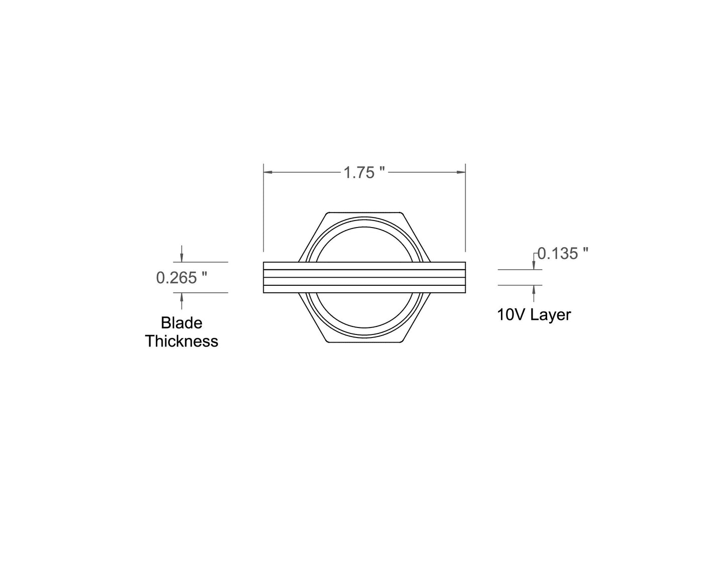Square Across Chisel 1 3/4" Laminated 10V with Removable Bolster — view 7