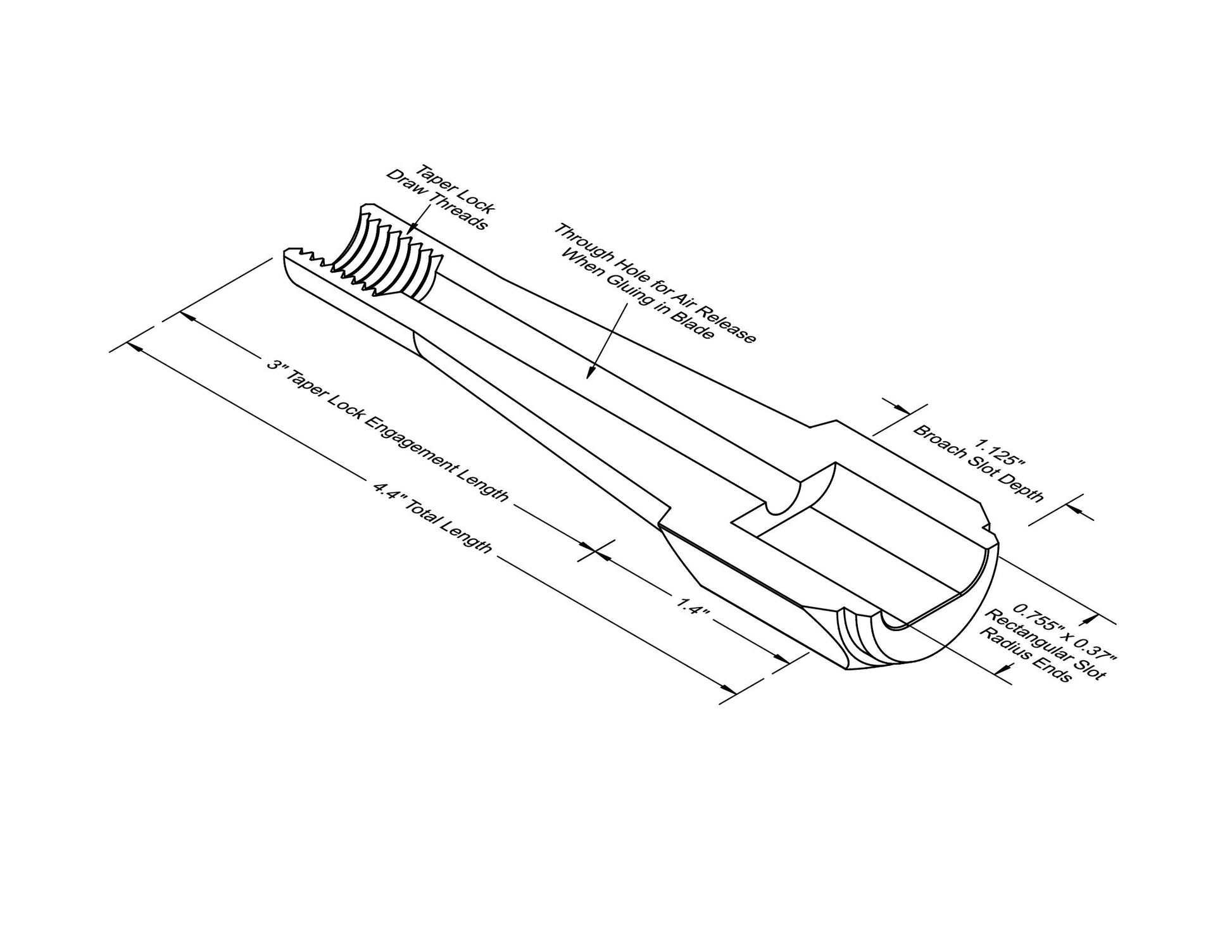 Taper Lock Bolster 0.755" x 0.370" Slot with Radius Ends — view 8