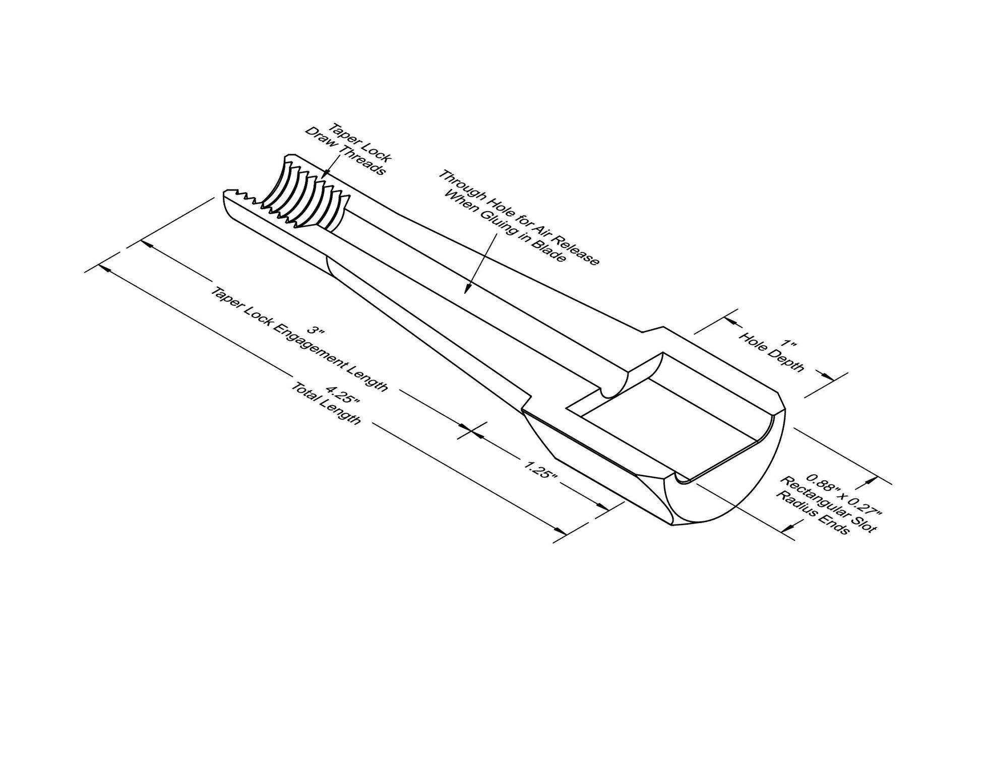 Taper Lock Bolster 0.880" x 0.270" Slot with Radius Ends — view 7