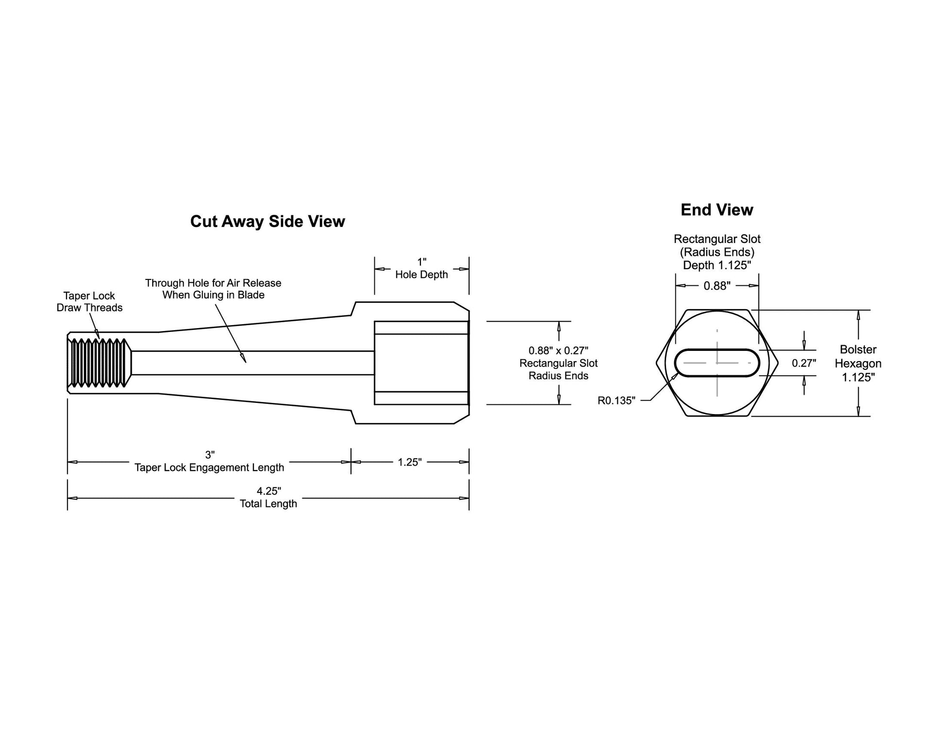 Taper Lock Bolster 0.880" x 0.270" Slot with Radius Ends — view 8