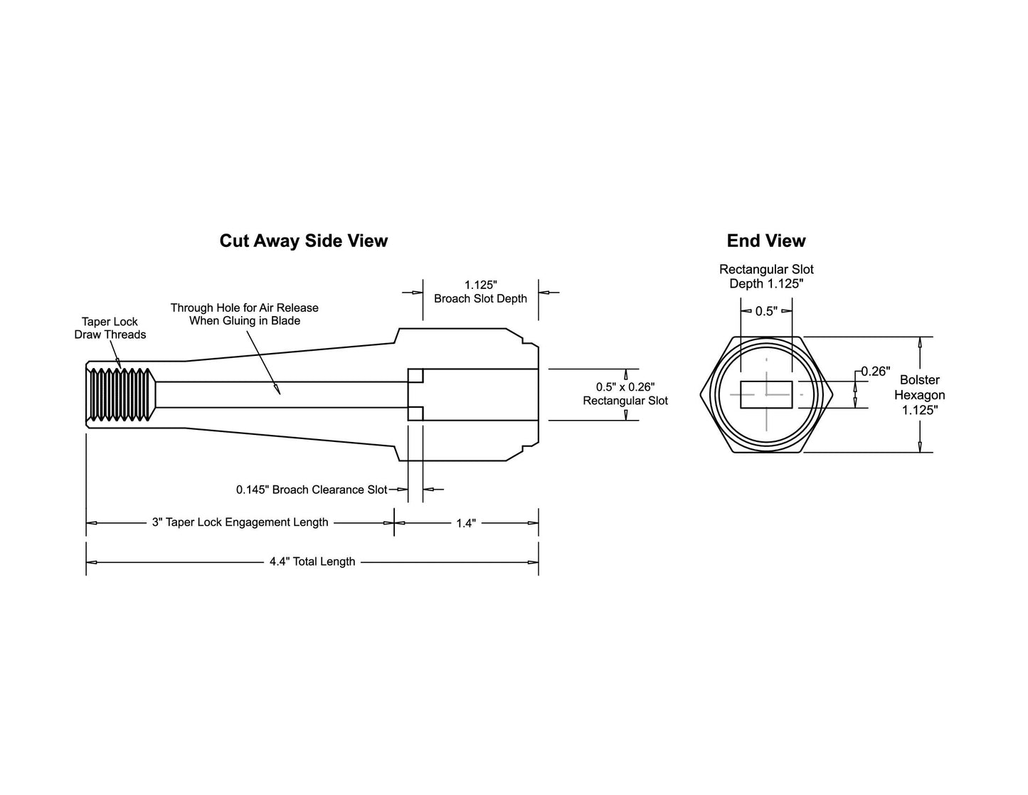 Taper Lock Bolster with 0.500" x 0.260" Rectangular Slot - Insert Type — view 7