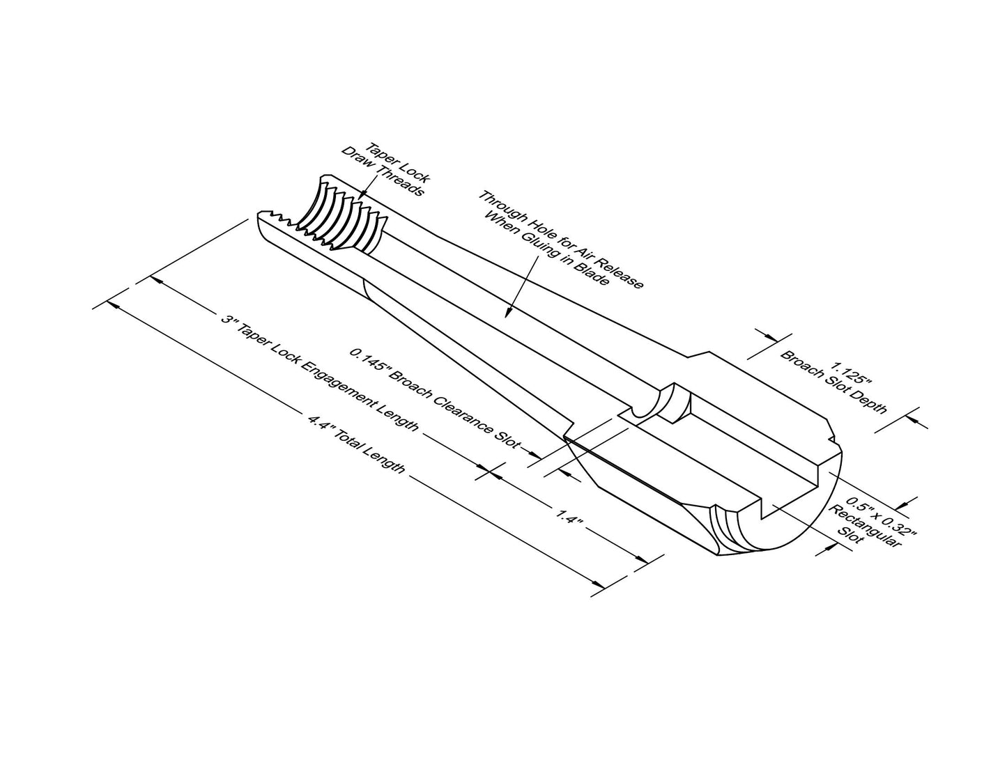 Taper Lock Bolster with 0.500" x 0.320" Rectangular Slot - Insert Type — view 7