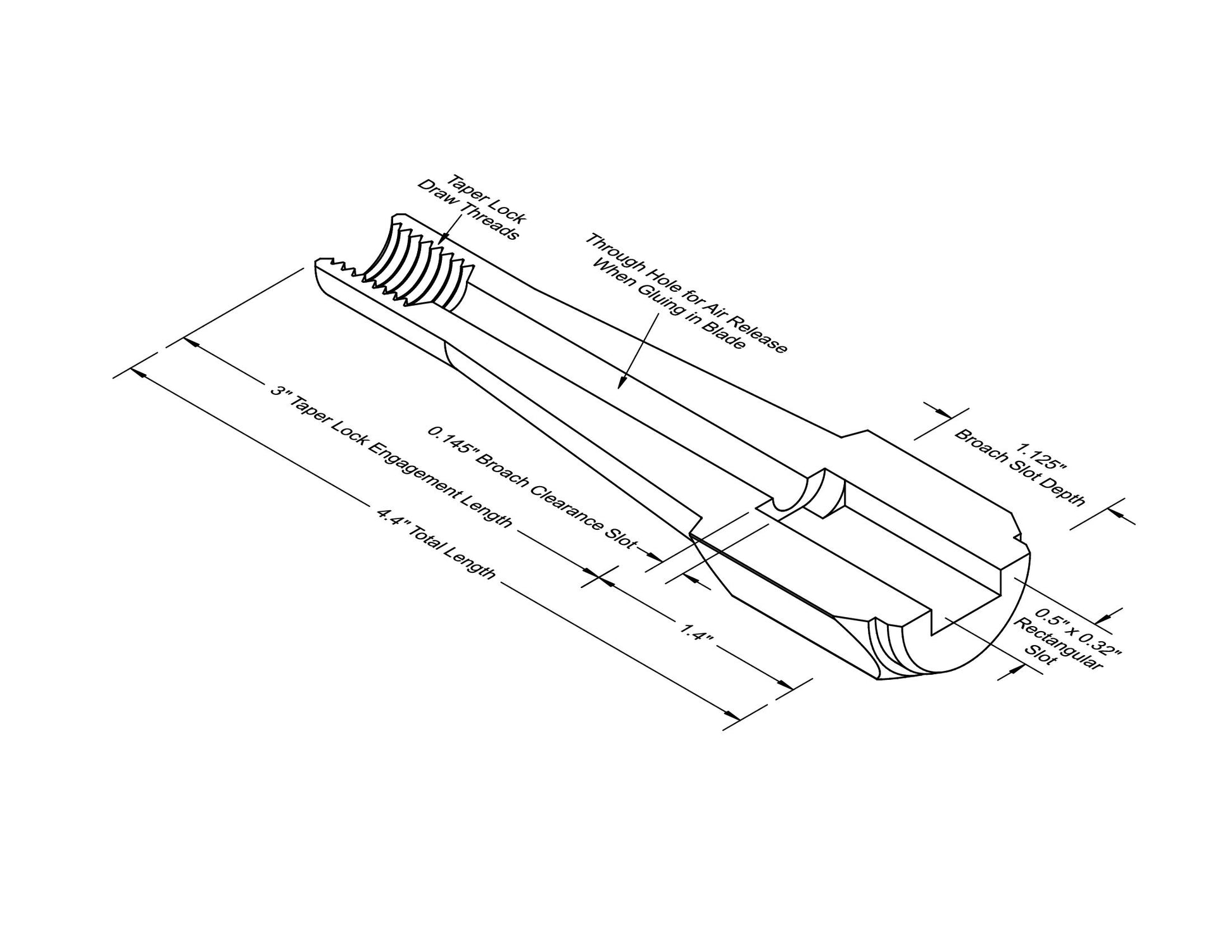 Taper Lock Bolster with 0.500" x 0.320" Rectangular Slot - Insert Type — view 7