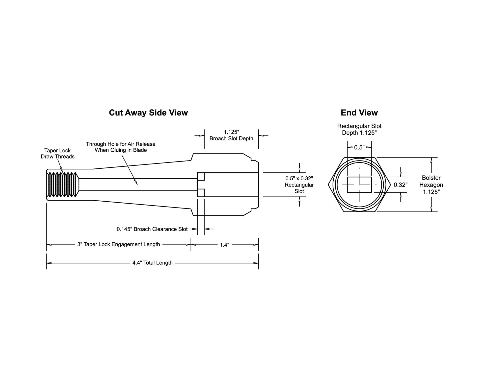 Taper Lock Bolster with 0.500" x 0.320" Rectangular Slot - Insert Type — view 8