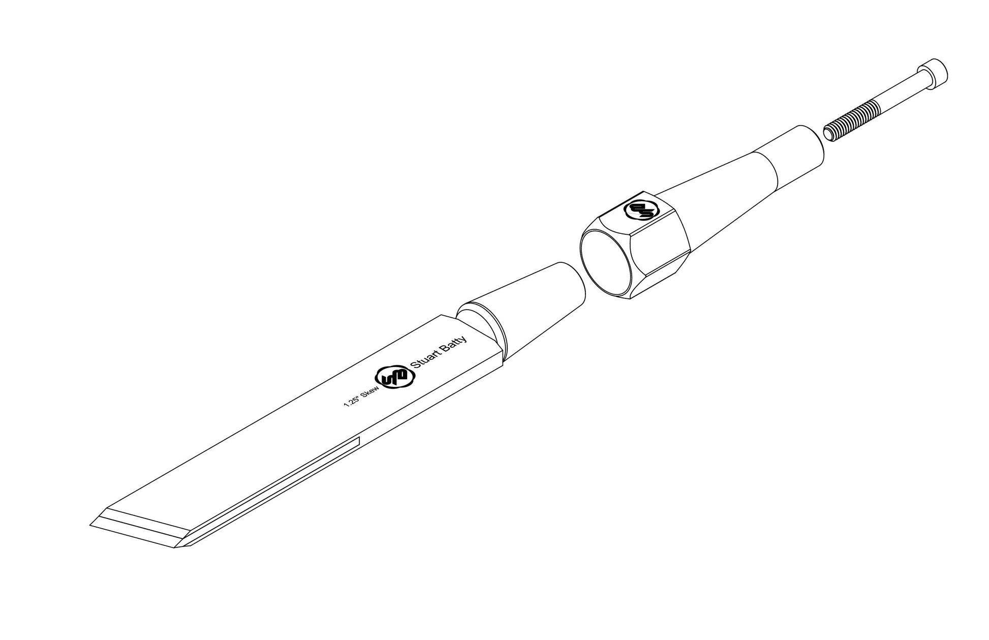 Skew Chisel 1 1/4" Laminated 10V with Removable Bolster — detail view