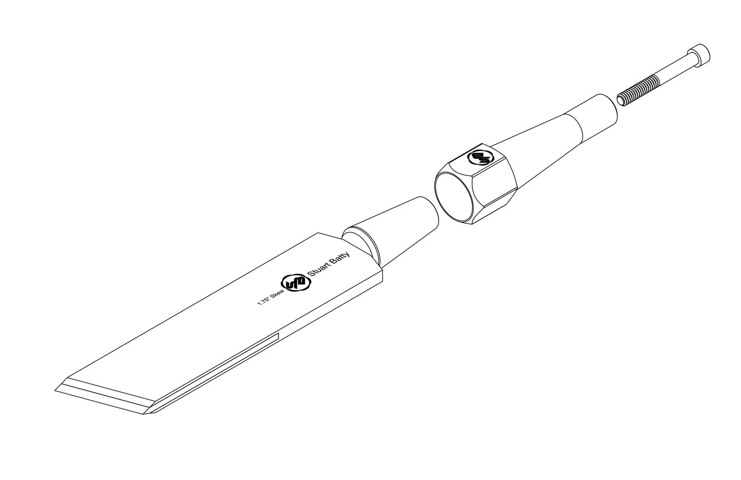 Skew Chisel 1 3/4" Laminated 10V with Removable Bolster — detail view