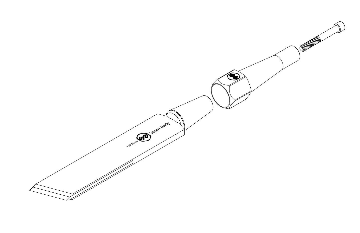 Skew Chisel 1 1/2" Laminated 10V with Removable Bolster — detail view