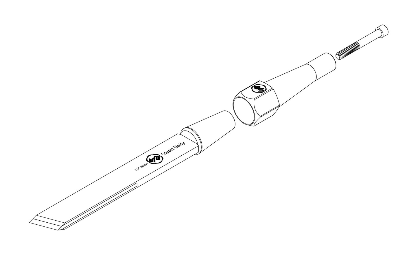Skew Chisel 1" Laminated 10V with Removable Bolster — detail view