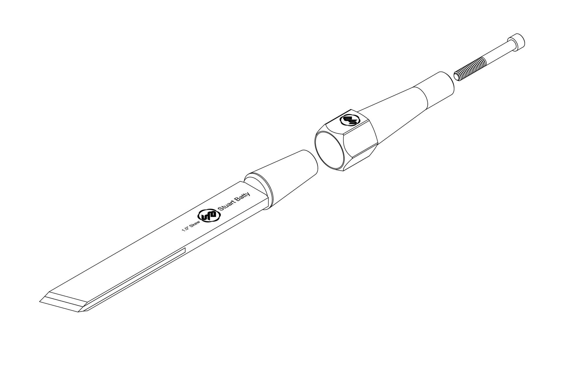Skew Chisel 1" Laminated 10V with Removable Bolster — detail view