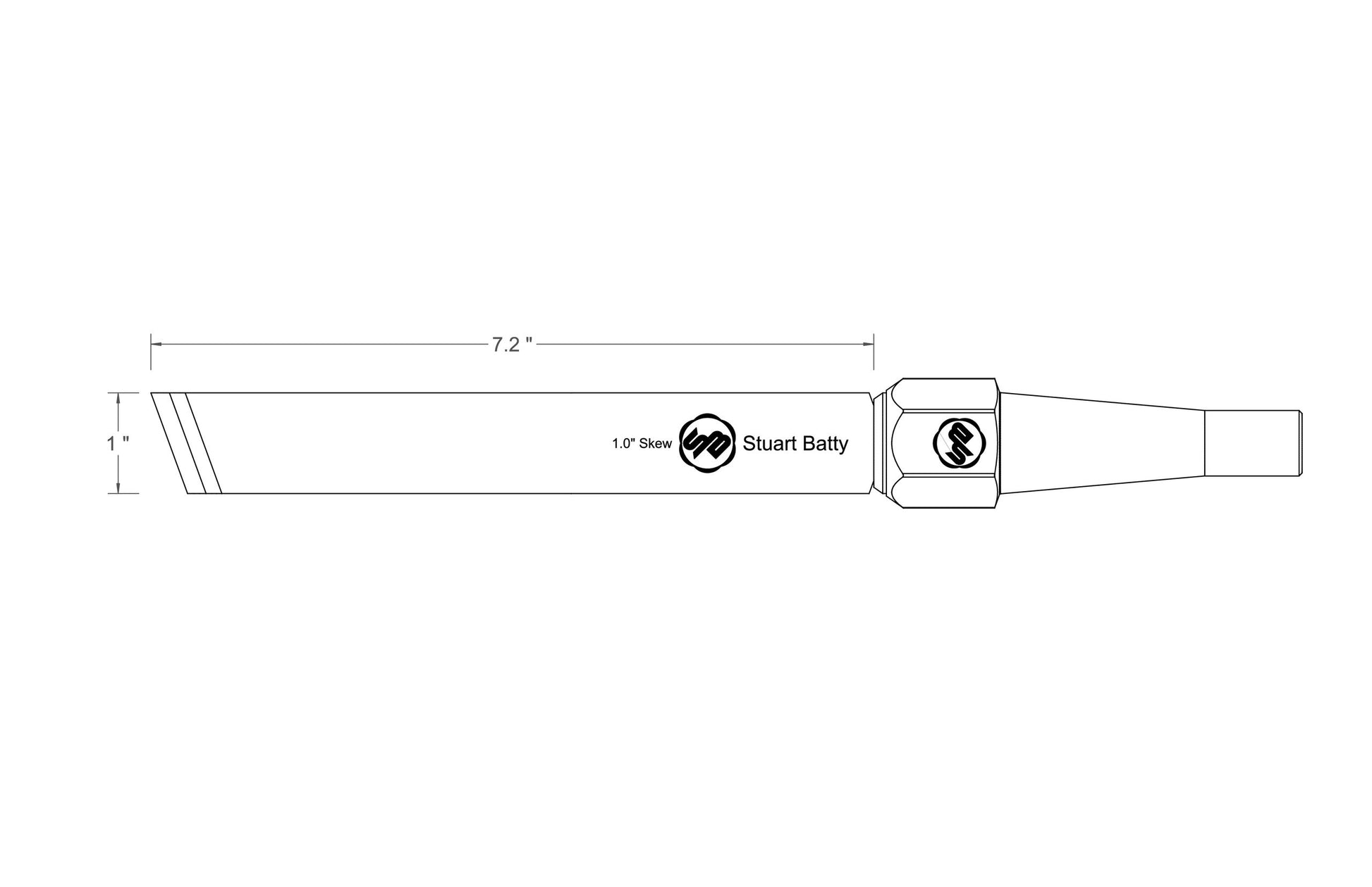 Skew Chisel 1" Laminated 10V with Removable Bolster — close-up