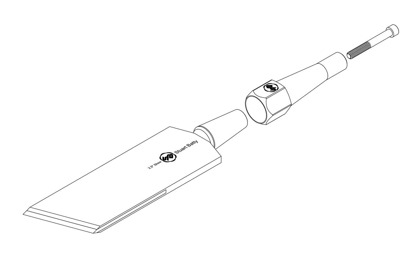 Skew Chisel 2 1/2" Laminated 10V with Removable Bolster — detail view