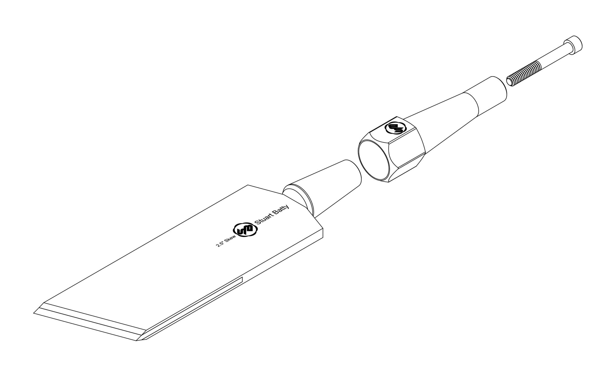 Skew Chisel 2 1/2" Laminated 10V with Removable Bolster — detail view
