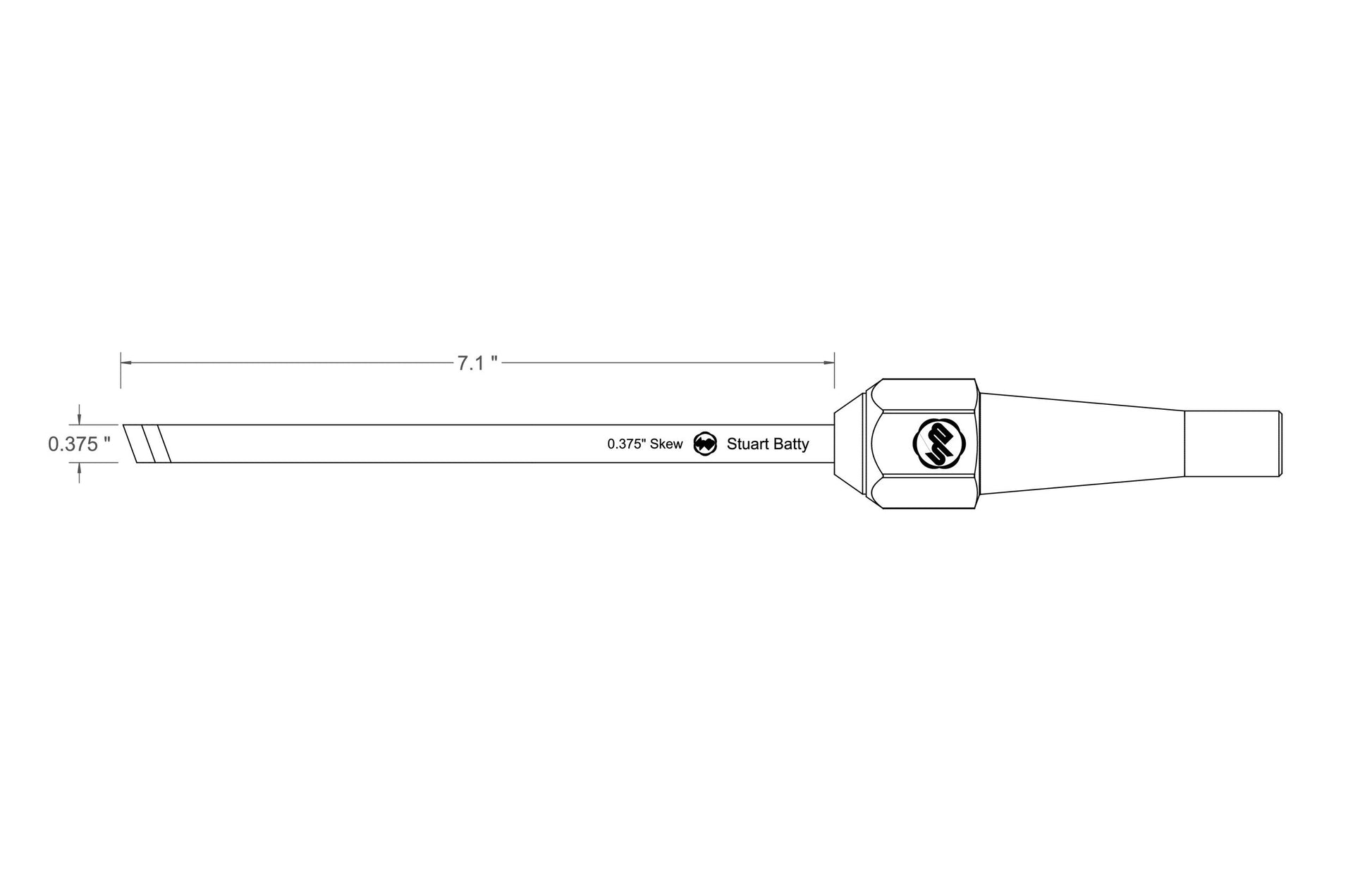 Skew Chisel 3/8" Laminated 10V with Removable Bolster — close-up