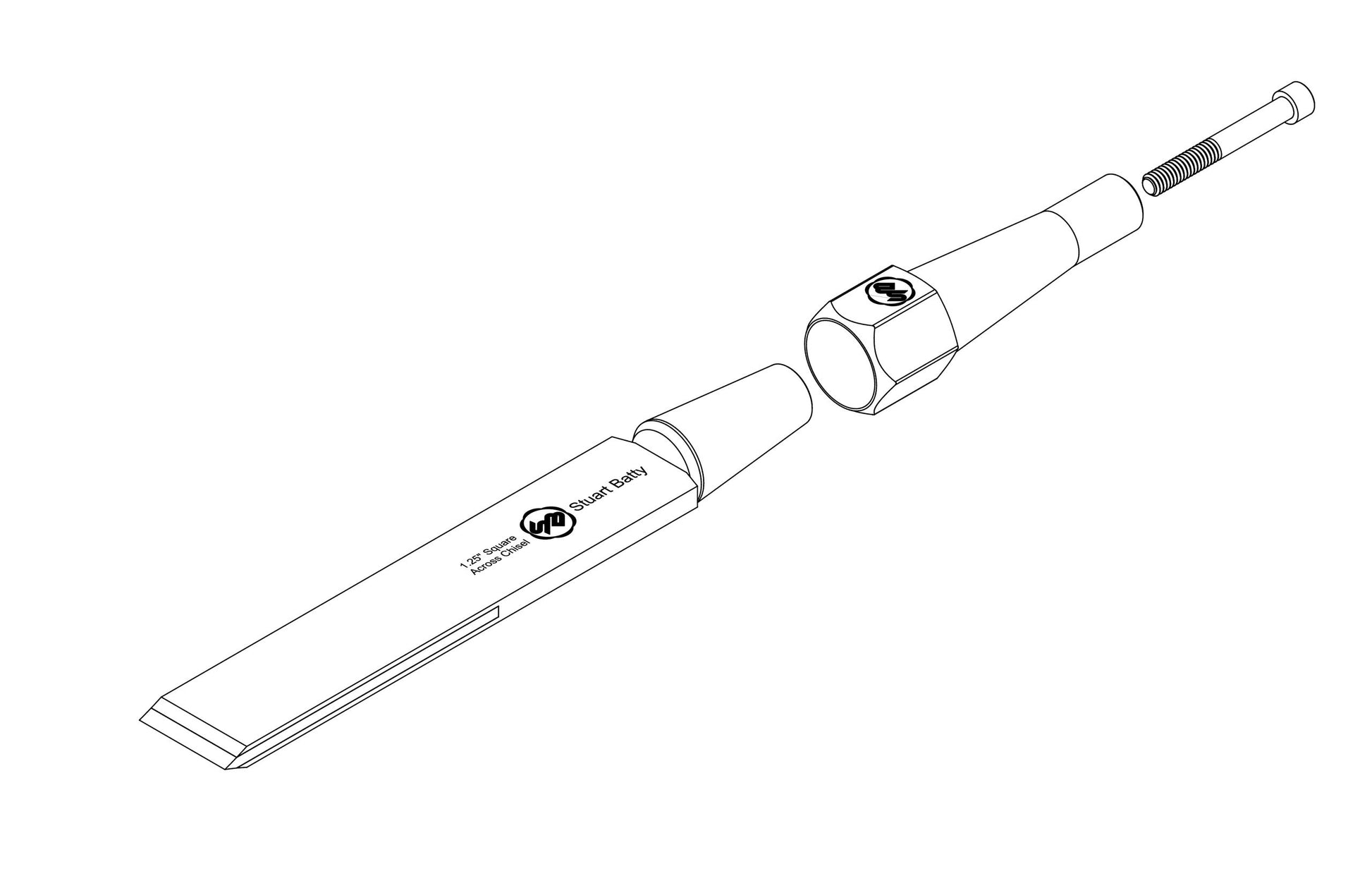 Square Across Chisel 1 1/4" Laminated 10V with Removable Bolster — detail view