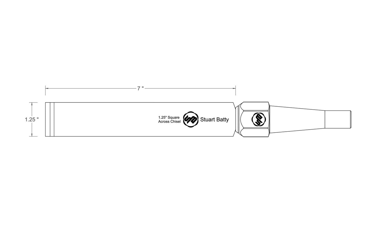 Square Across Chisel 1 1/4" Laminated 10V with Removable Bolster — close-up