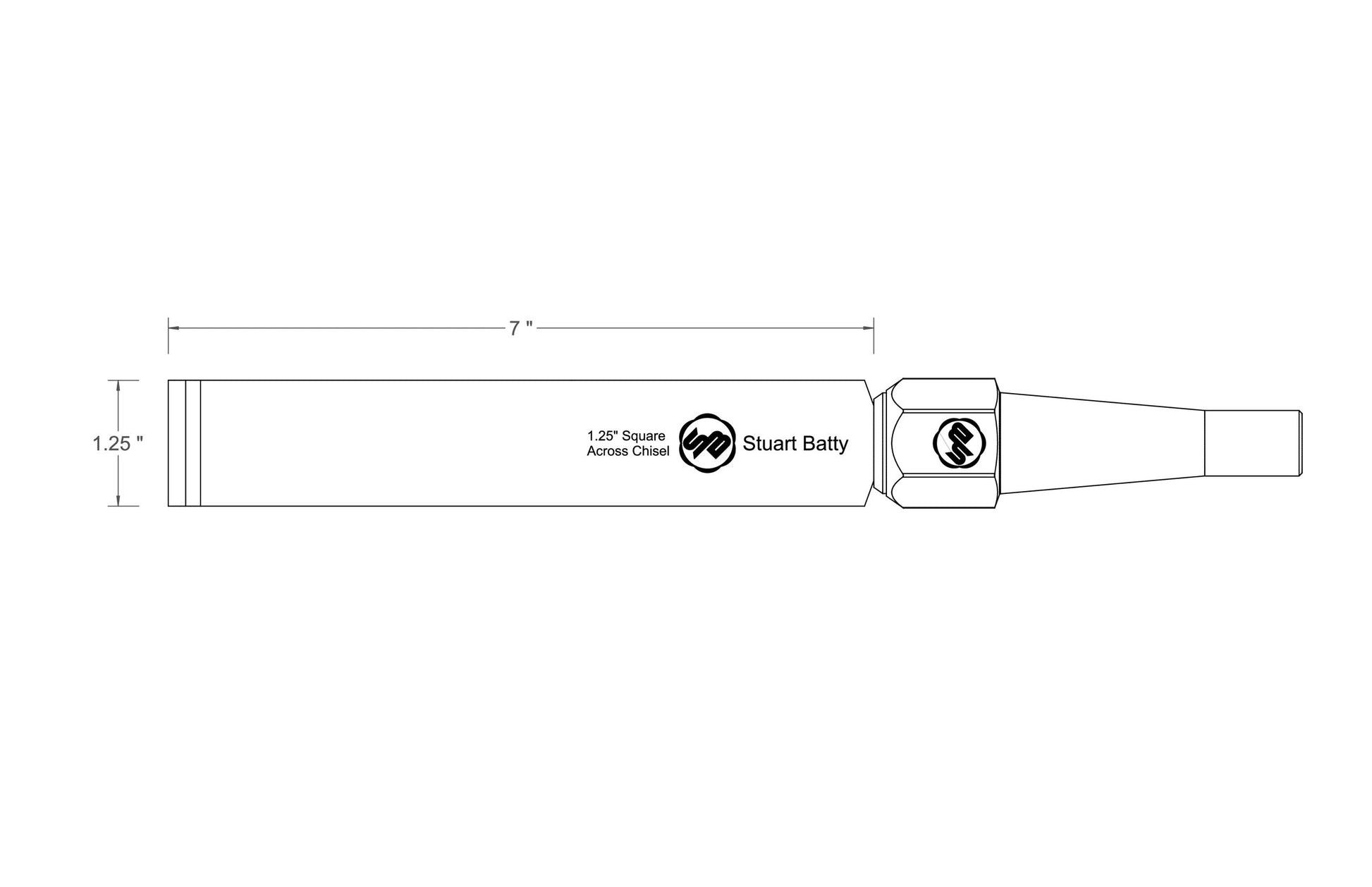 Square Across Chisel 1 1/4" Laminated 10V with Removable Bolster — close-up