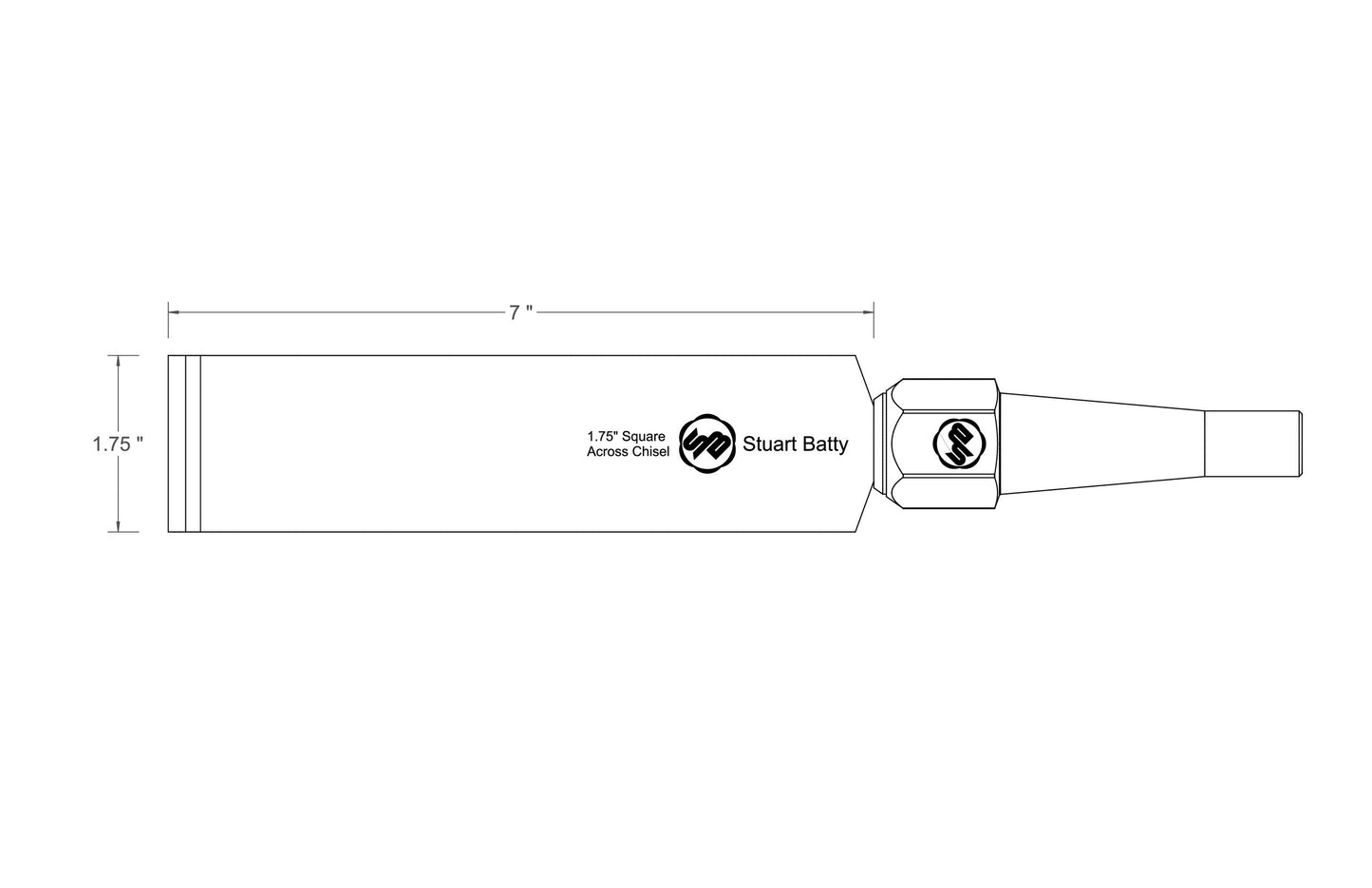 Square Across Chisel 1 3/4" Laminated 10V with Removable Bolster — close-up