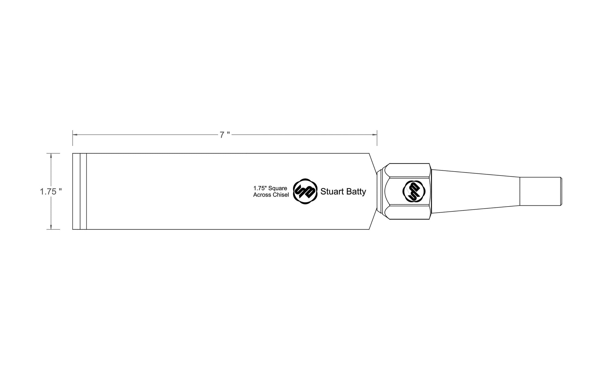 Square Across Chisel 1 3/4" Laminated 10V with Removable Bolster — close-up