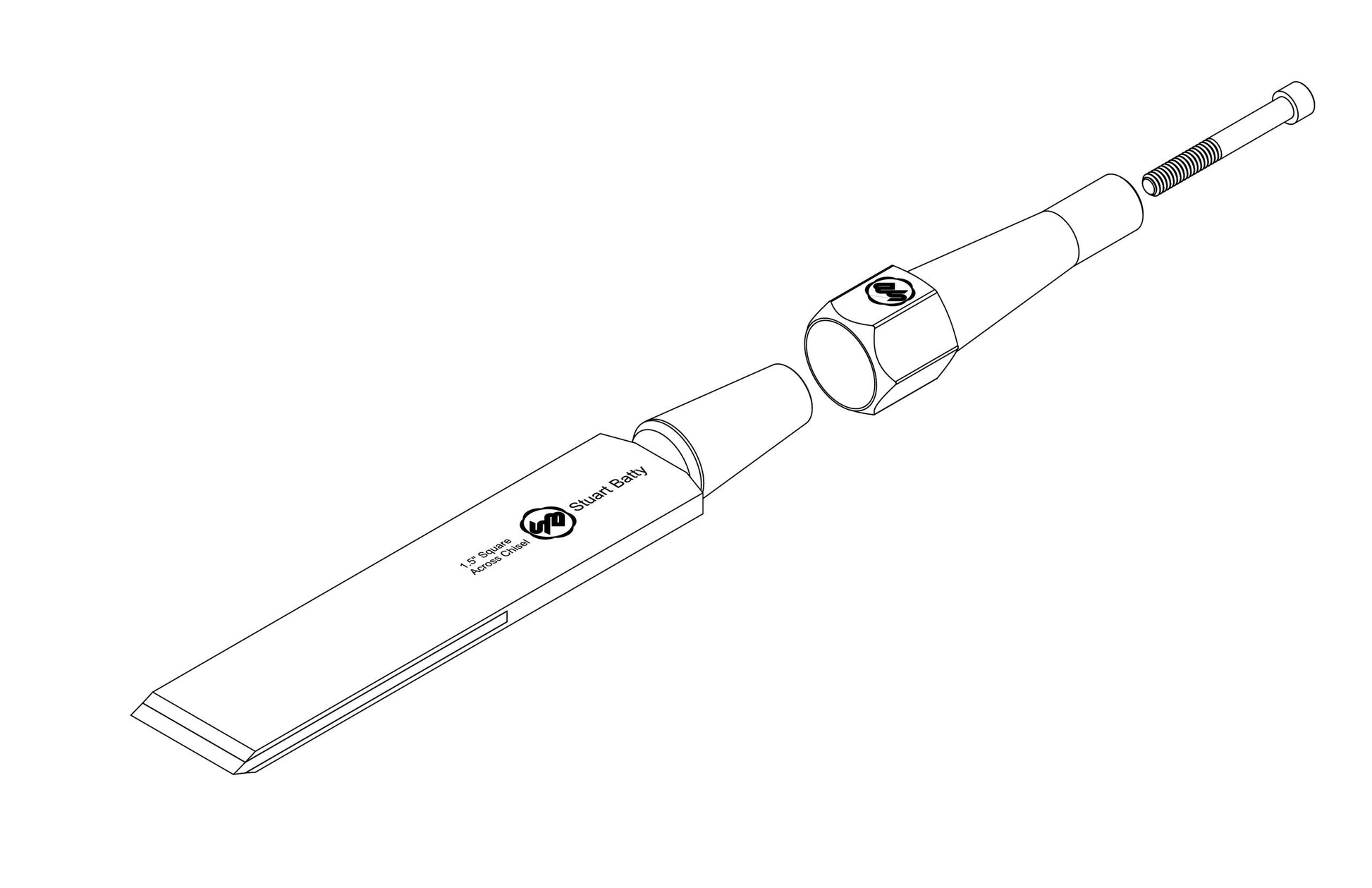 Square Across Chisel 1 1/2" Laminated 10V with Removable Bolster — detail view