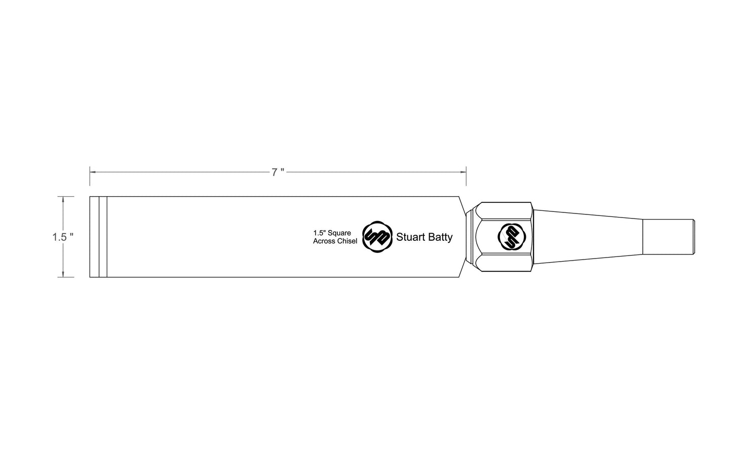 Square Across Chisel 1 1/2" Laminated 10V with Removable Bolster — close-up