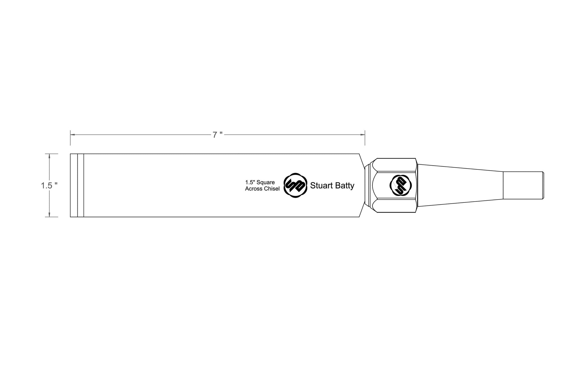 Square Across Chisel 1 1/2" Laminated 10V with Removable Bolster — close-up