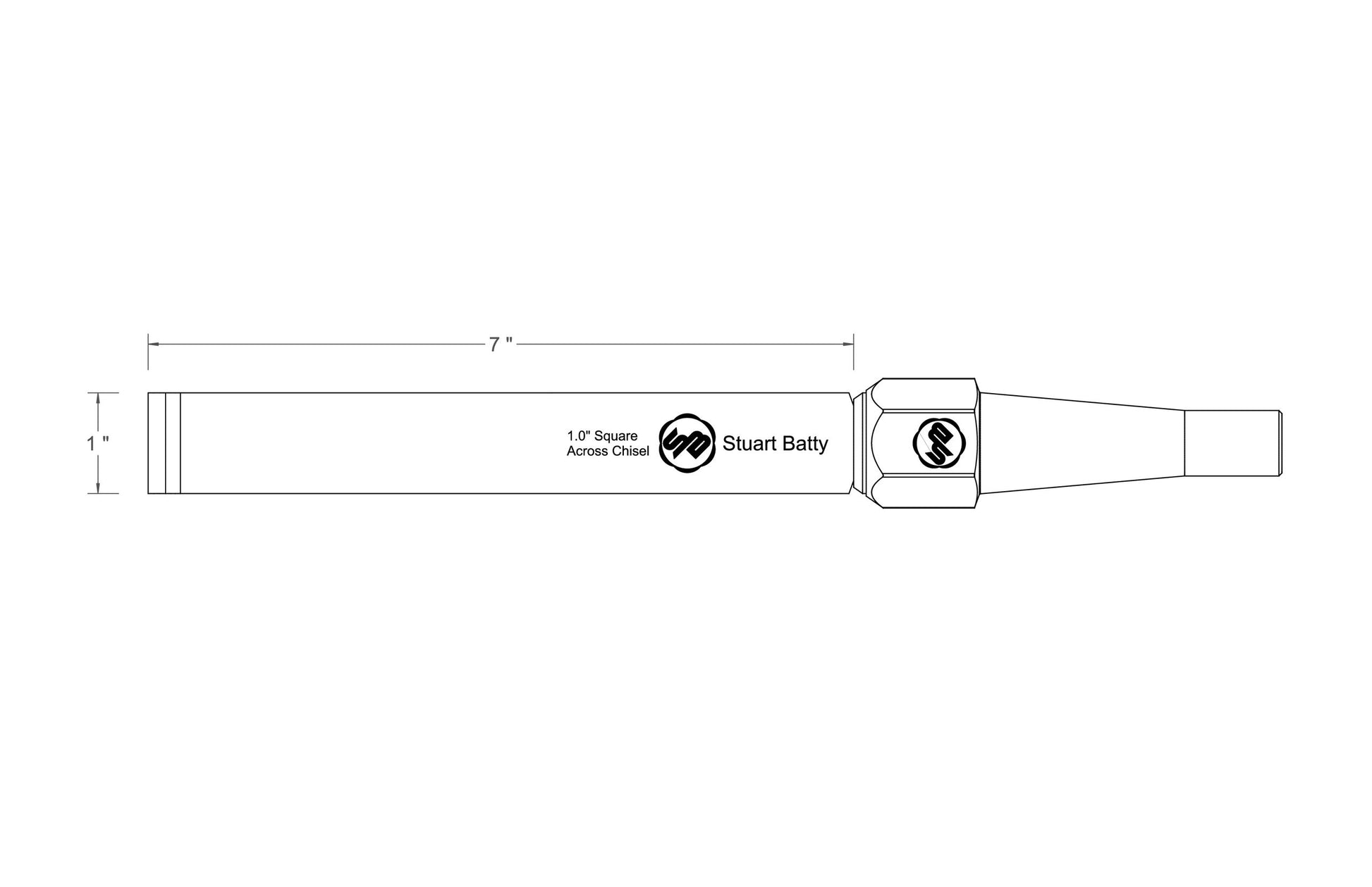 Square Across Chisel 1" Laminated 10V with Removable Bolster — close-up