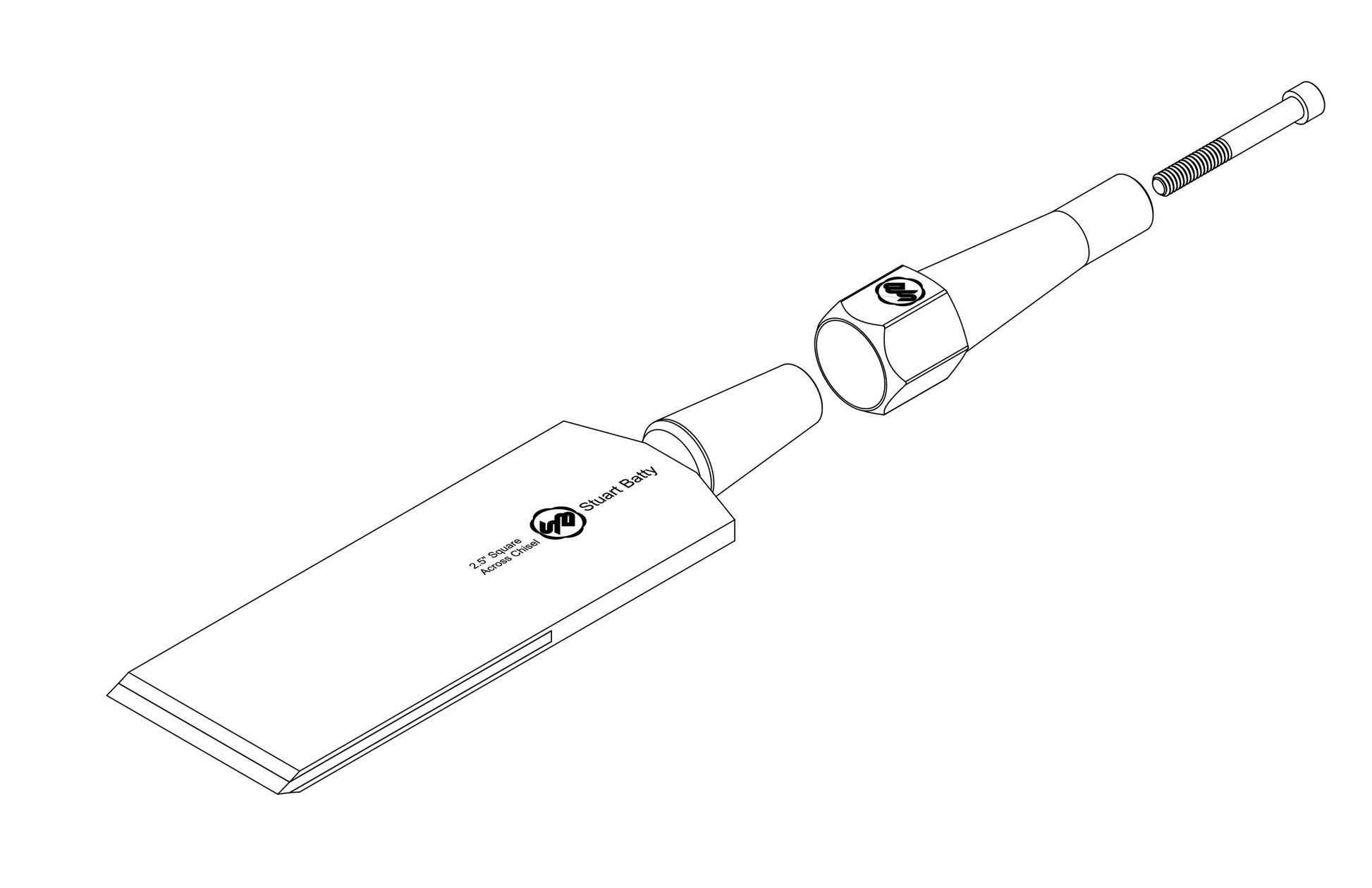 Square Across Chisel 2 1/2" Laminated 10V with Removable Bolster — detail view