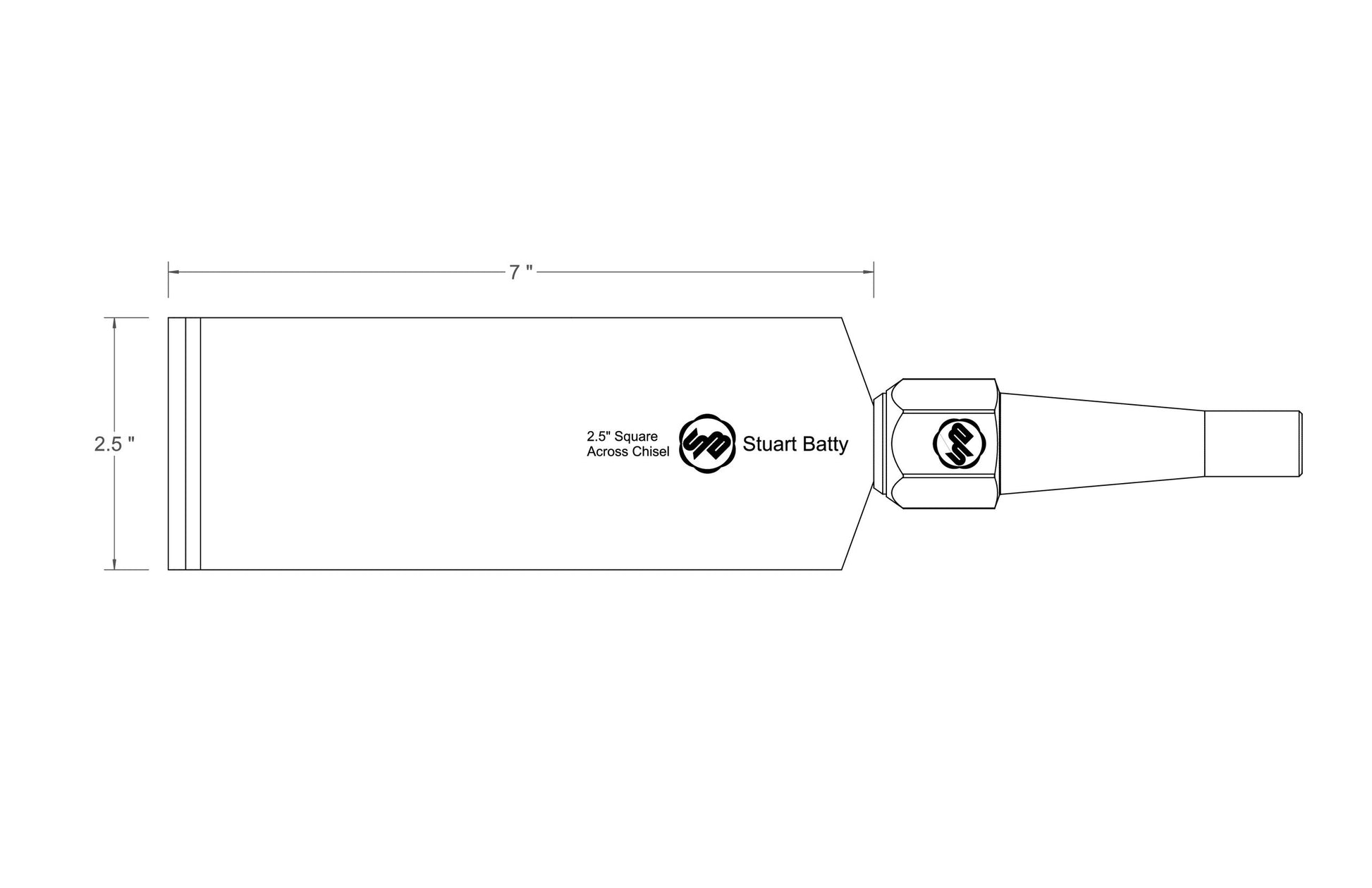Square Across Chisel 2 1/2" Laminated 10V with Removable Bolster — view 5