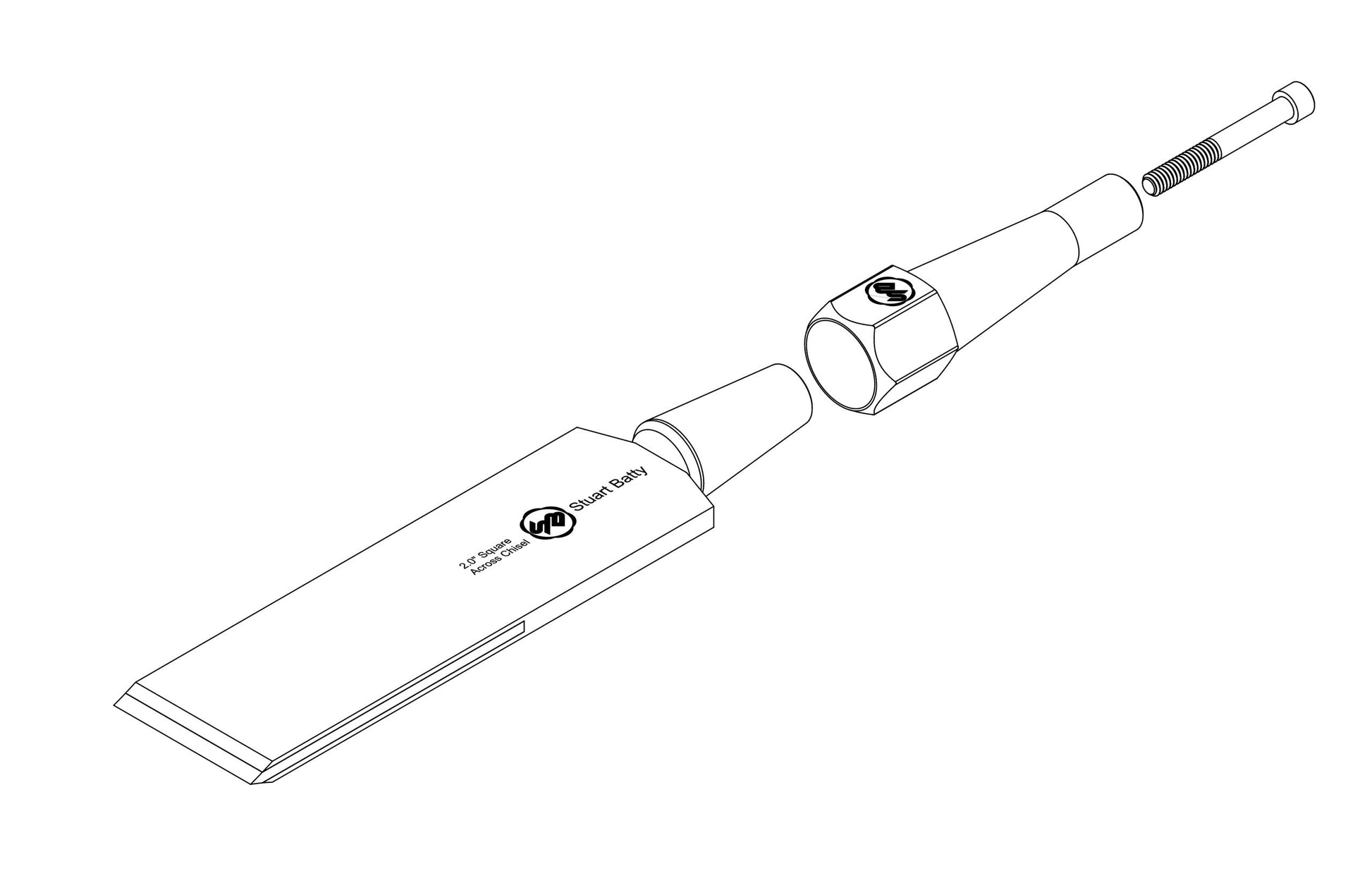 Square Across Chisel 2" Laminated 10V with Removable Bolster — detail view
