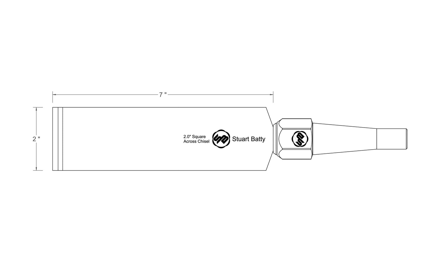 Square Across Chisel 2" Laminated 10V with Removable Bolster — close-up
