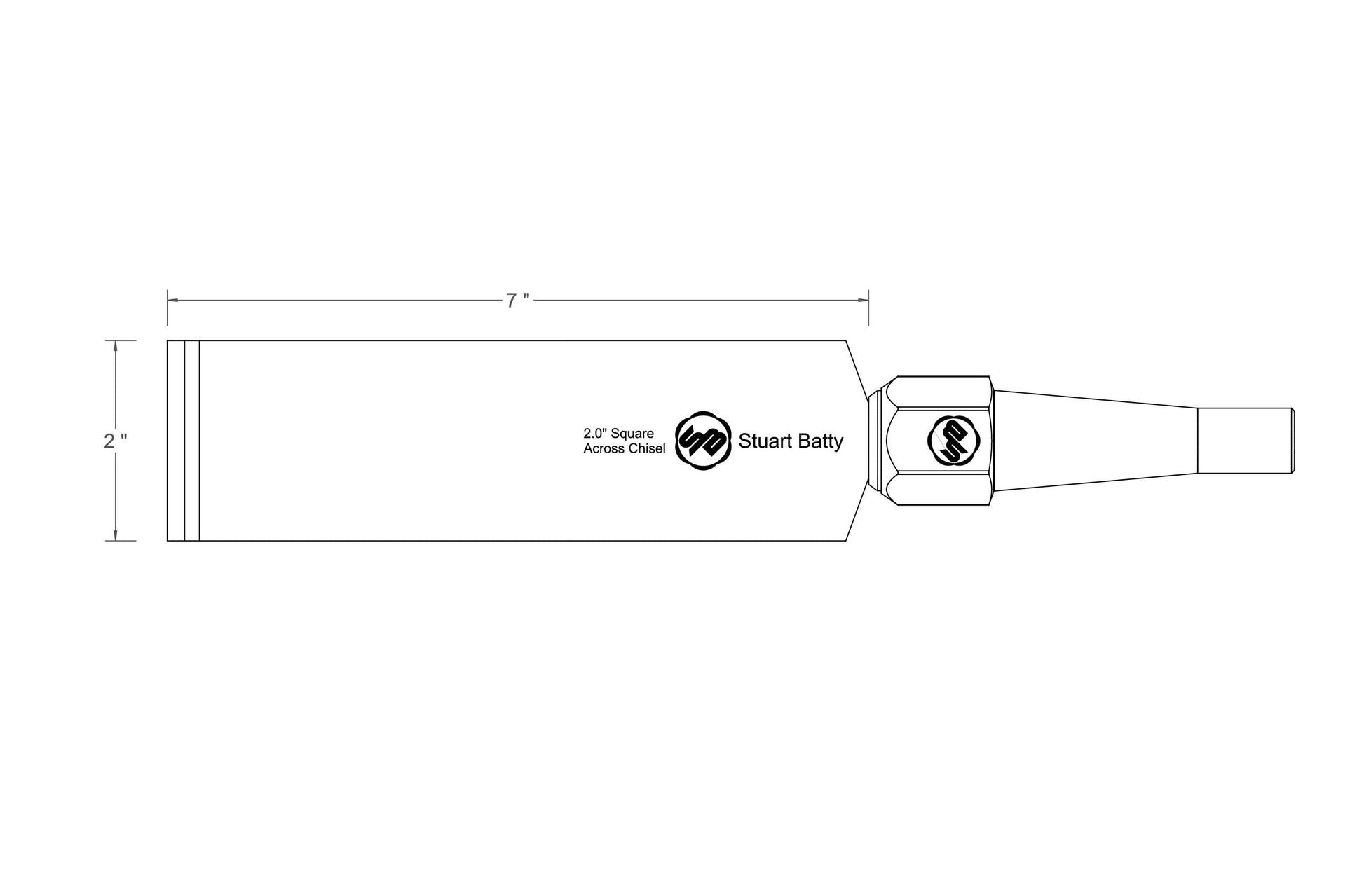 Square Across Chisel 2" Laminated 10V with Removable Bolster — close-up