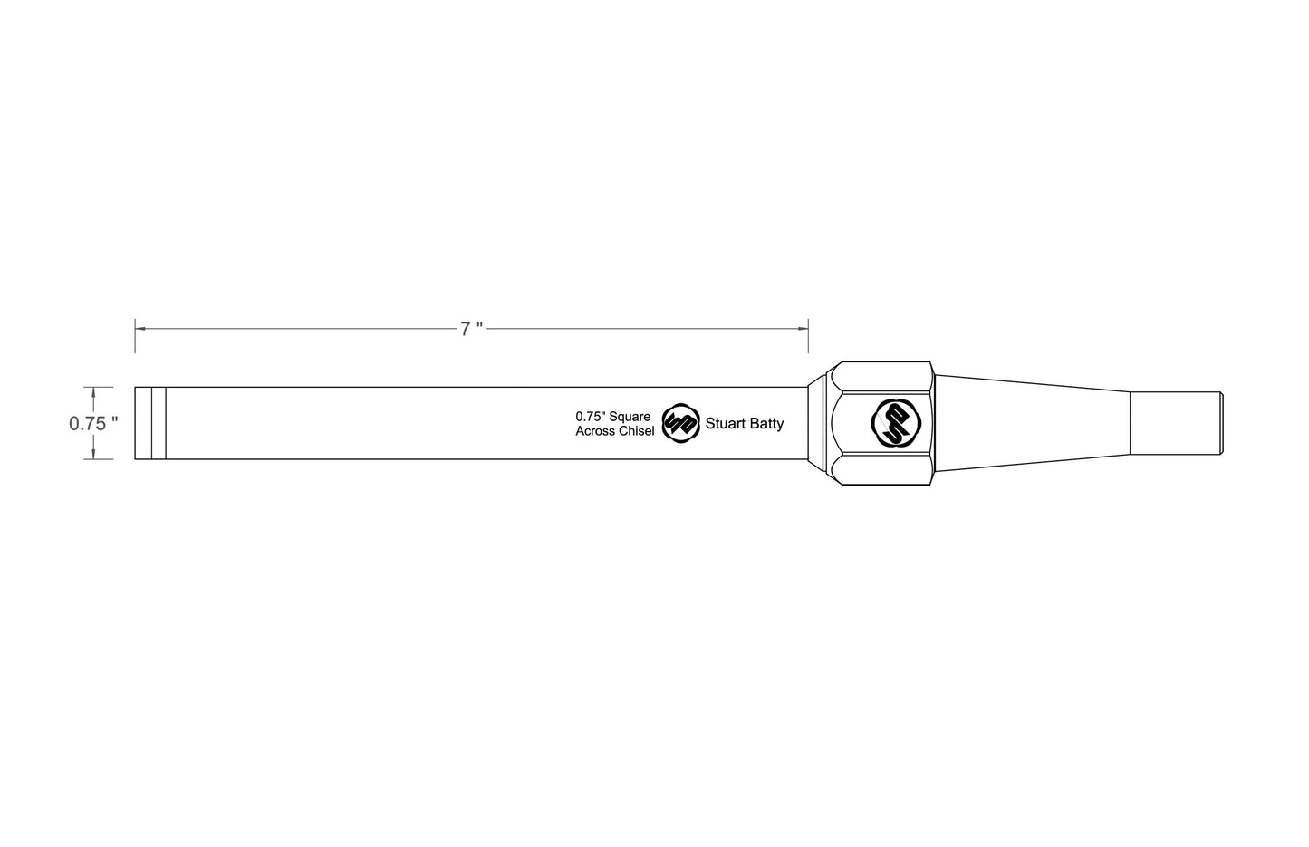 Square Across Chisel 3/4" Laminated 10V with Removable Bolster — close-up