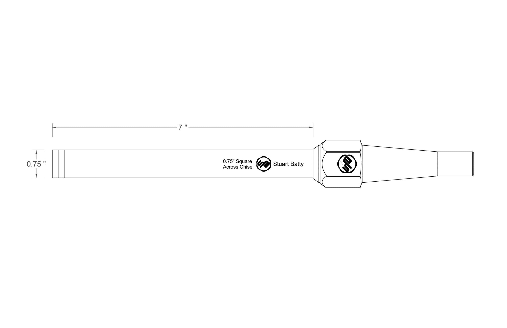 Square Across Chisel 3/4" Laminated 10V with Removable Bolster — close-up