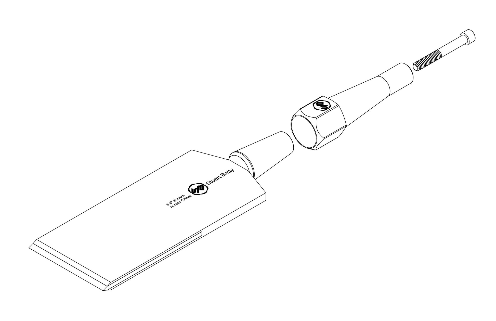 Square Across Chisel 3" Laminated 10V with Removable Bolster — detail view