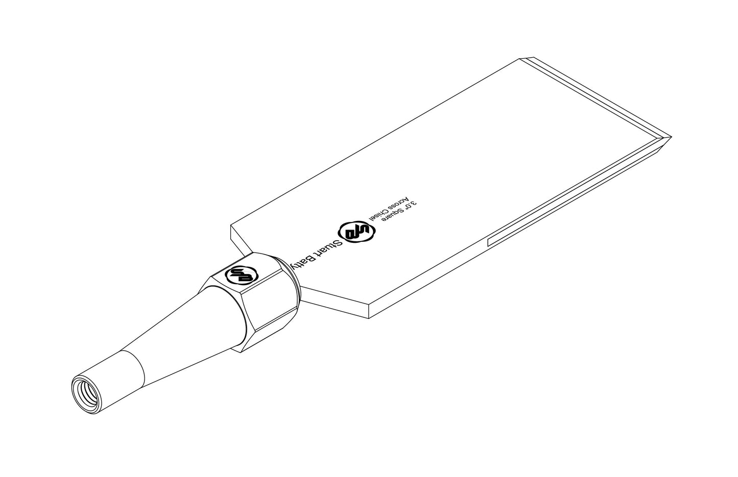 Square Across Chisel 3" Laminated 10V with Removable Bolster — close-up