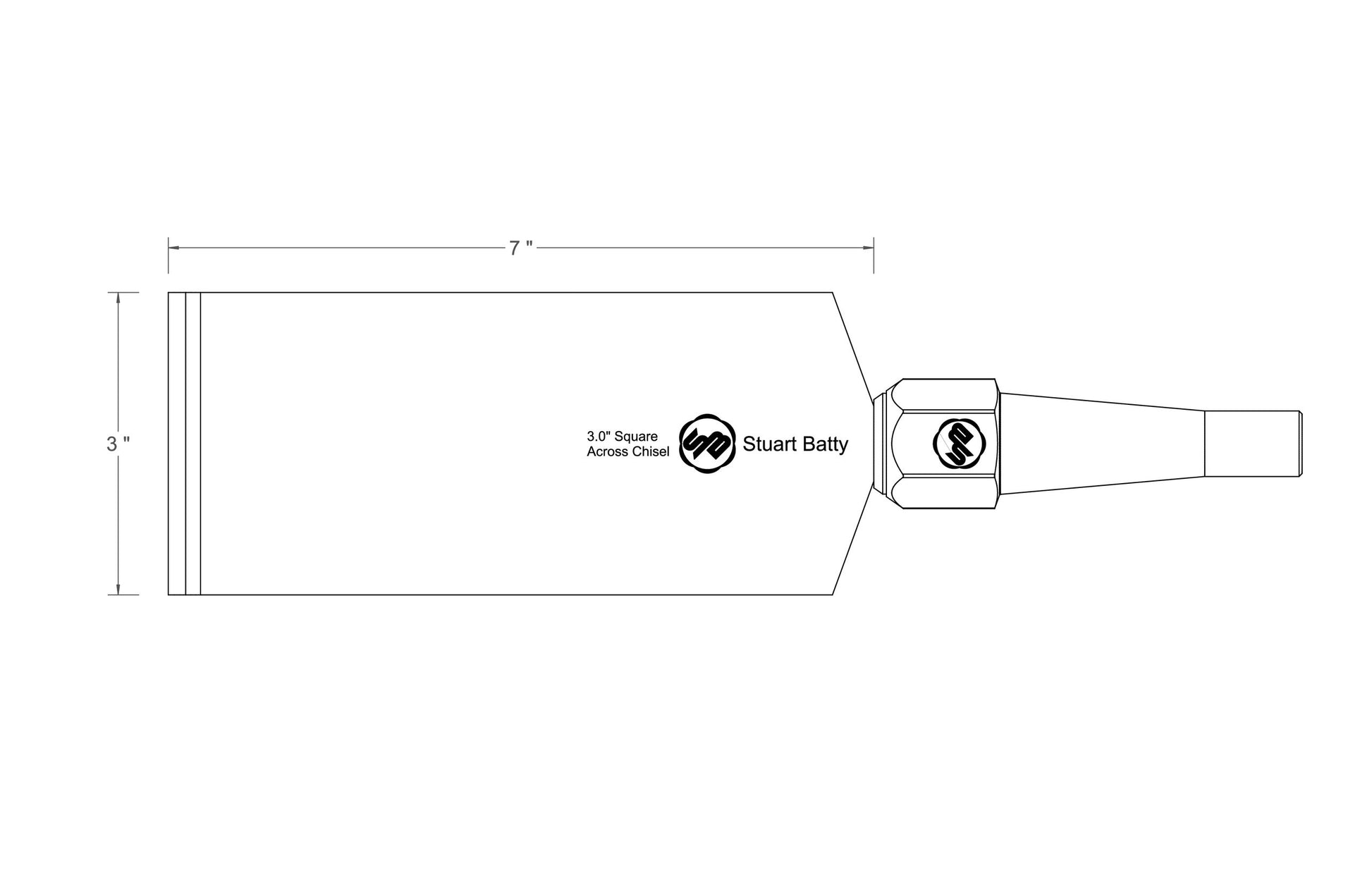 Square Across Chisel 3" Laminated 10V with Removable Bolster — view 5