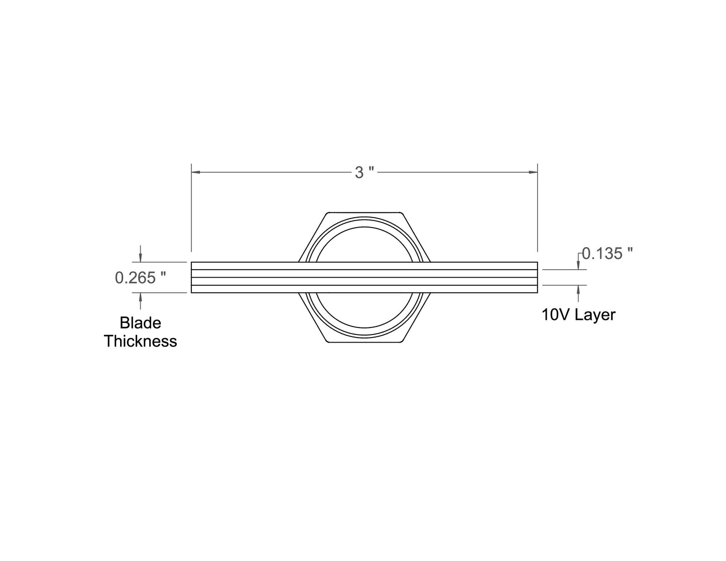Square Across Chisel 3" Laminated 10V with Removable Bolster — view 7