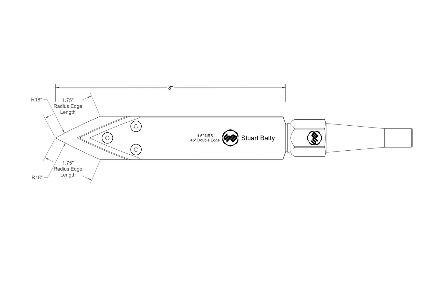 NRS 1.5" 45° Double Edge (Body and Blade Options) — detail view