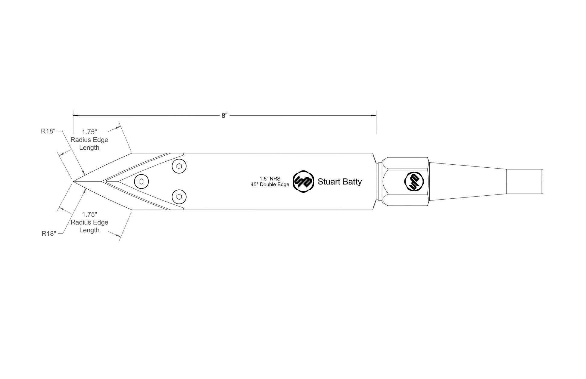 NRS 1.5" 45° Double Edge (Body and Blade Options) — detail view
