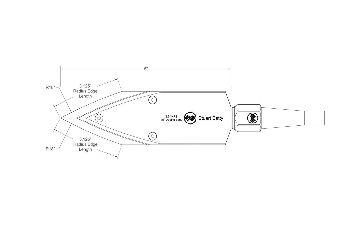 NRS 2.5" 45° Double Edge (Body and Blade Options) — detail view