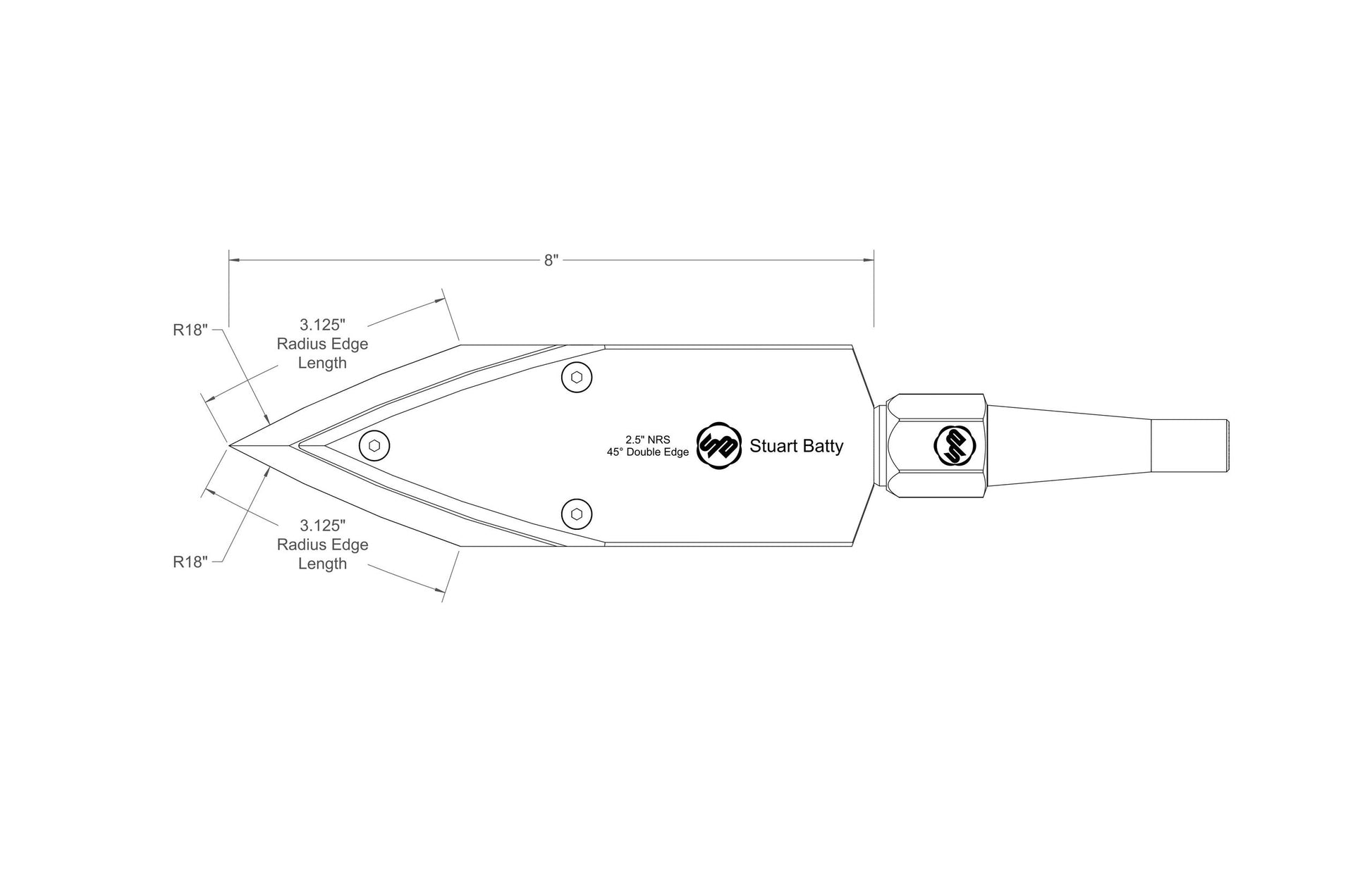 NRS 2.5" 45° Double Edge (Body and Blade Options) — detail view