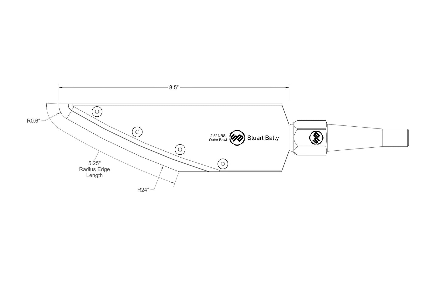 NRS 2.5" Outer Bowl Left/Right (Body and Blade Options) — detail view