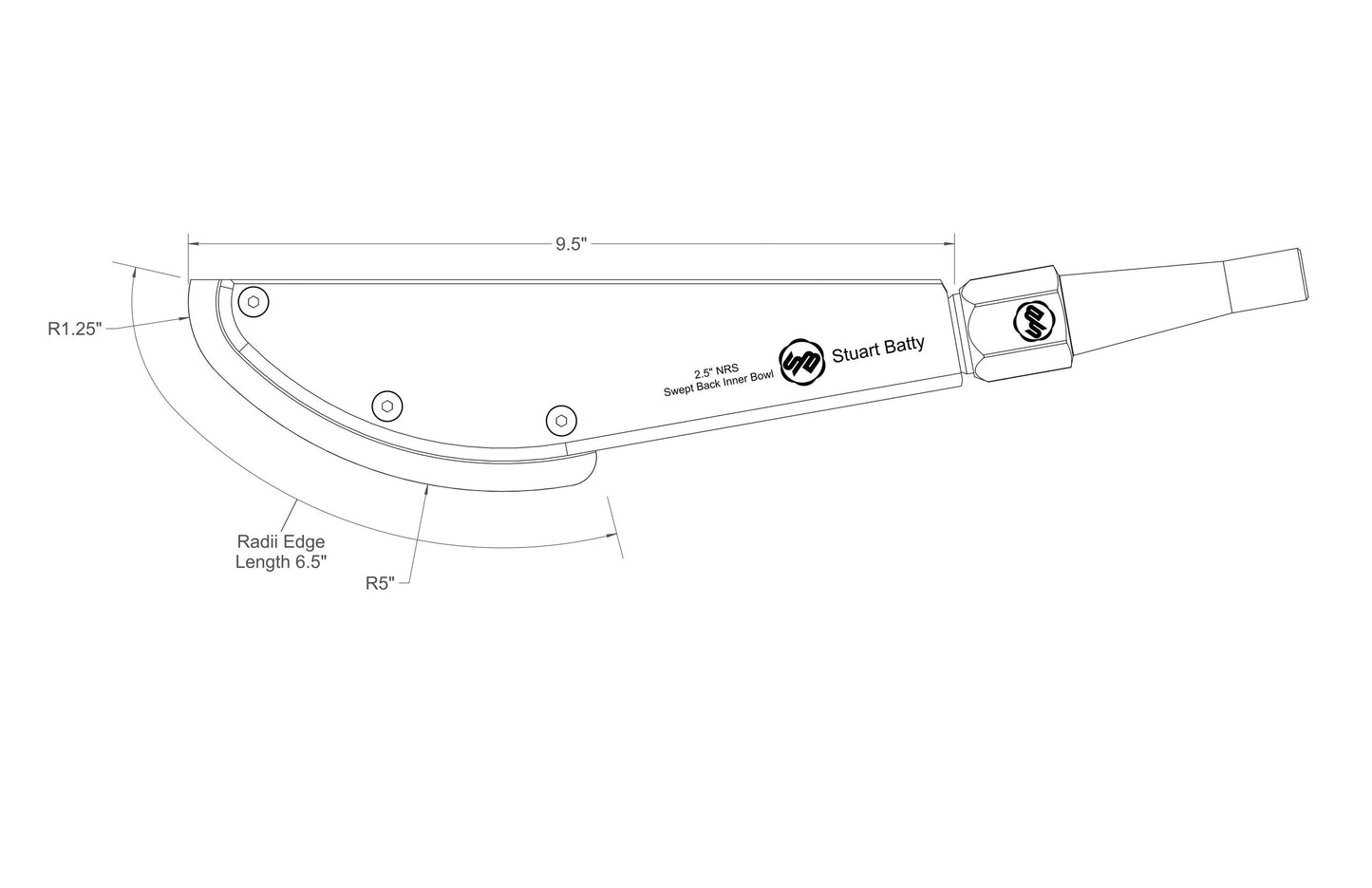 NRS 2.5" Swept Back Inner Bowl (Body and Blade Options) — detail view