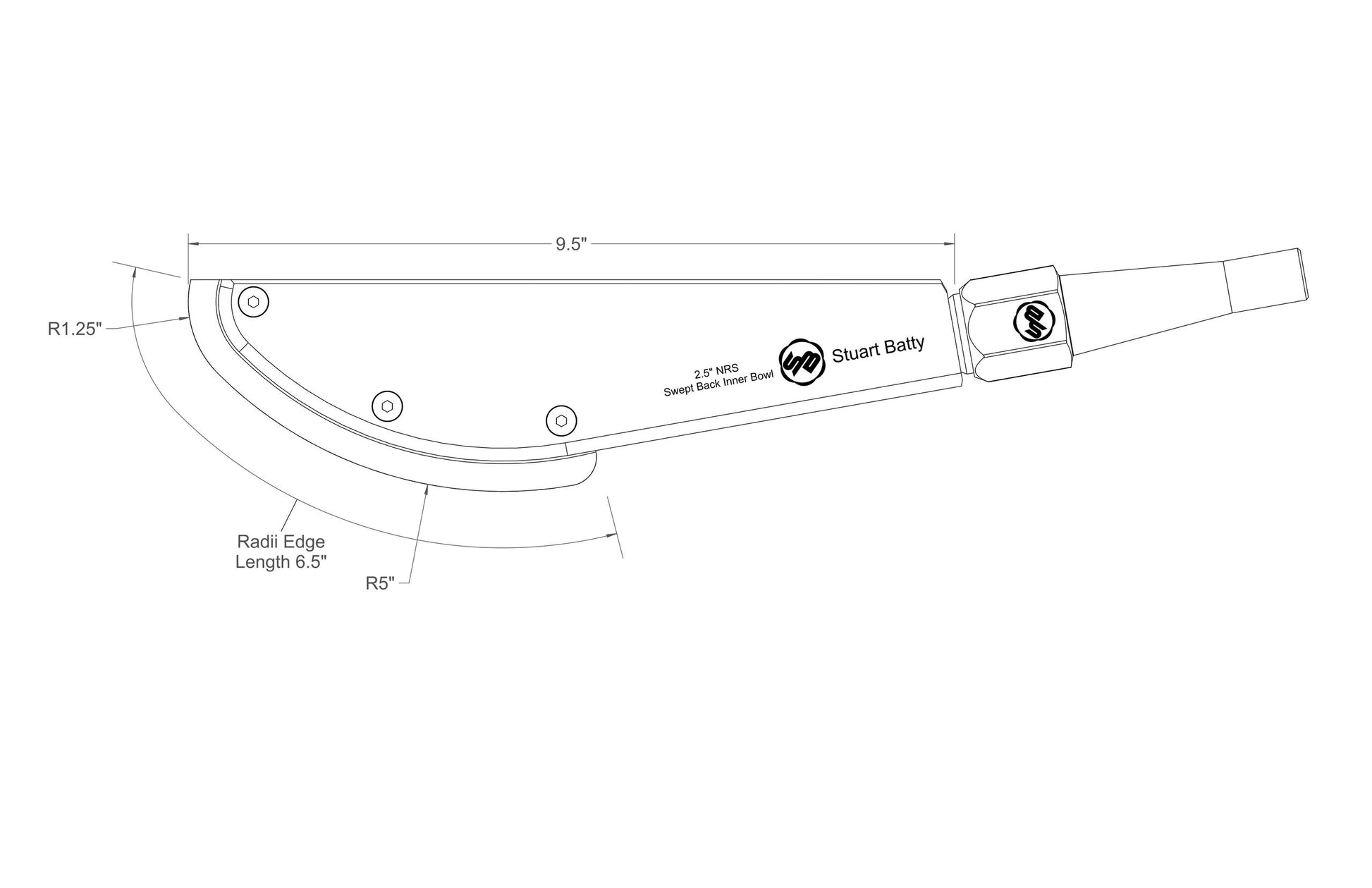 NRS 2.5" Swept Back Inner Bowl (Body and Blade Options) — detail view