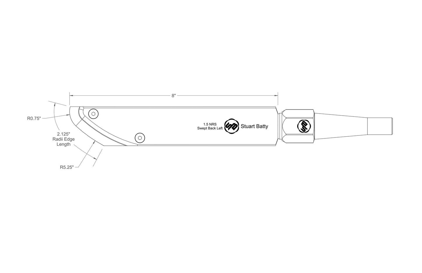 NRS 1.5" Swept Back Left or Right (Body and Blade Options) — view 5