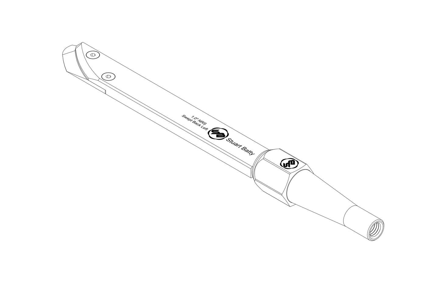 NRS 1" Swept Back Left (Body and Blade Options) — close-up