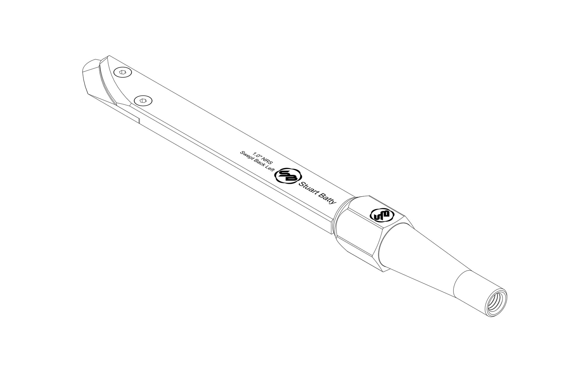 NRS 1" Swept Back Left (Body and Blade Options) — close-up