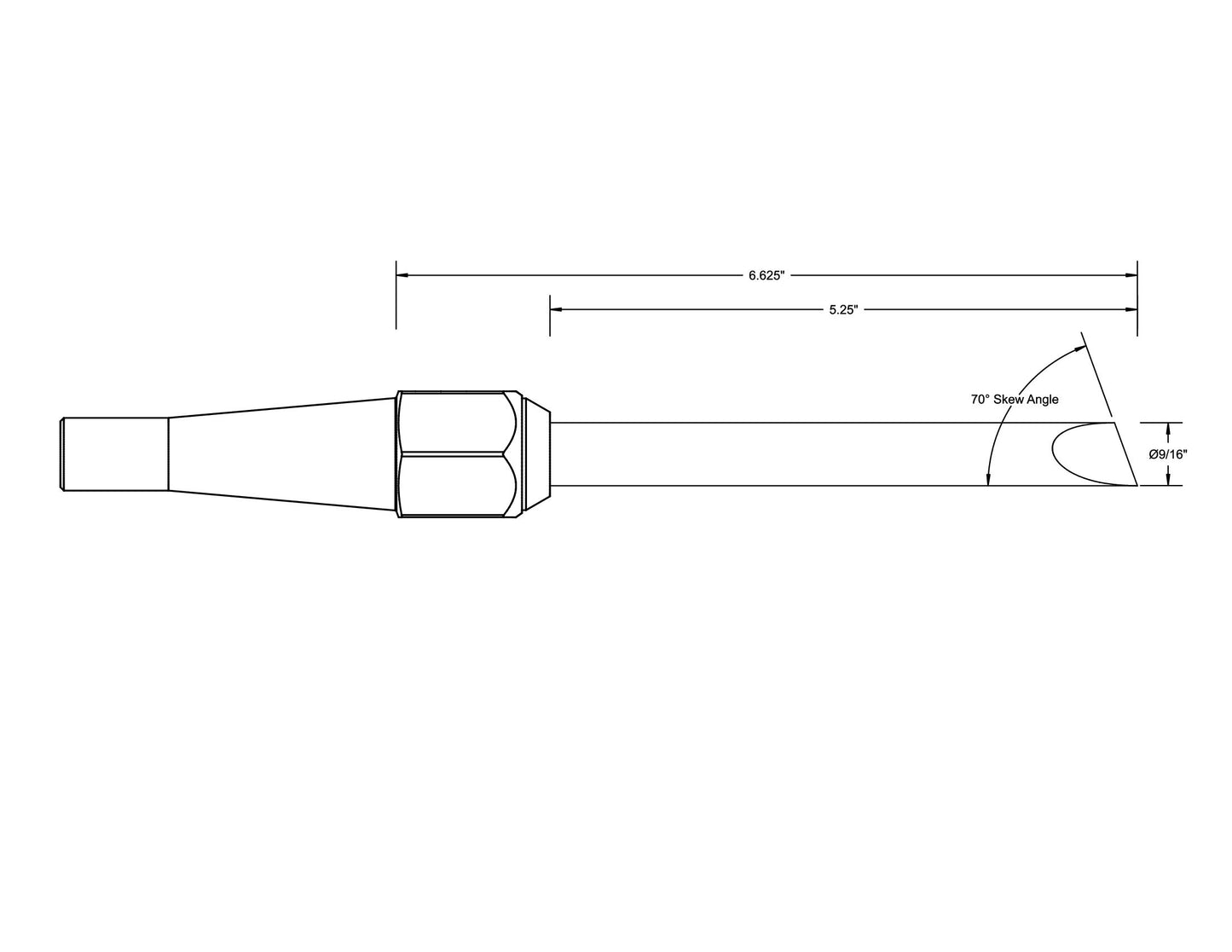 10V Round Bar 9/16" Skew Chisel with Removable Insert Bolster — close-up