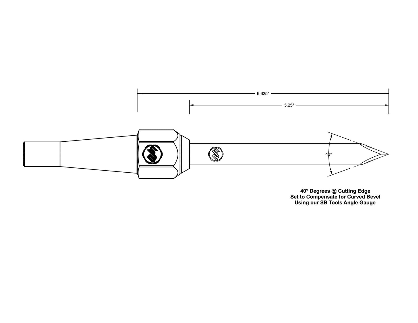 10V Round Bar 9/16" Skew Chisel with Removable Insert Bolster — view 6